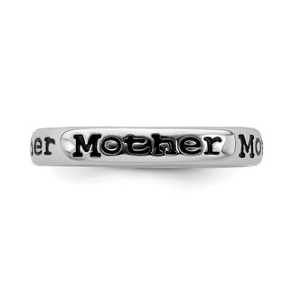 Stackable Expressions™ 3.5mm Black Enamel "Mother" Ring in Sterling Silver|Peoples Jewellers