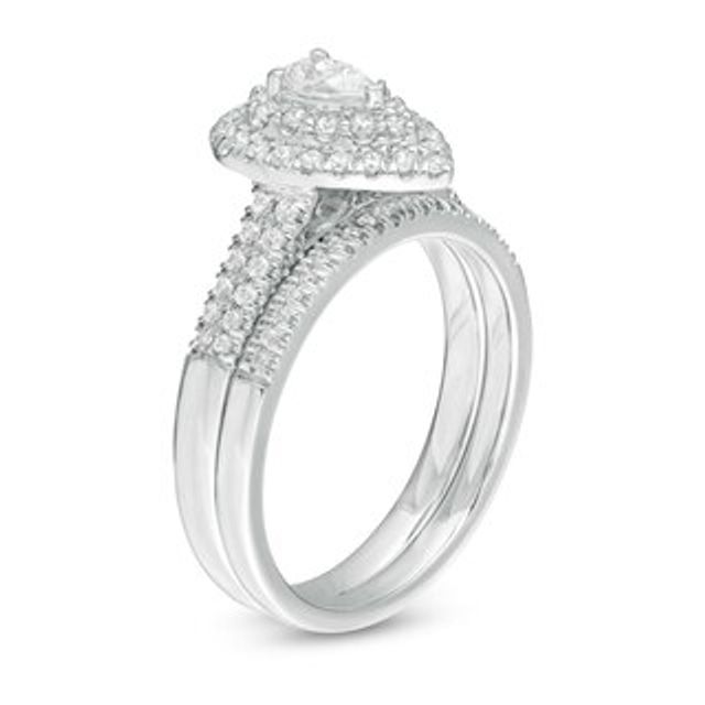 0.69 CT. T.W. Pear-Shaped Diamond Double Frame Bridal Set in 14K White Gold|Peoples Jewellers