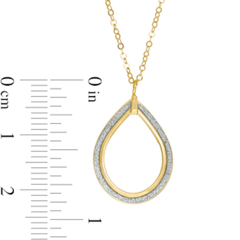 Italian Gold Glitter Enamel Open Teardrop Pendant in 14K Gold|Peoples Jewellers