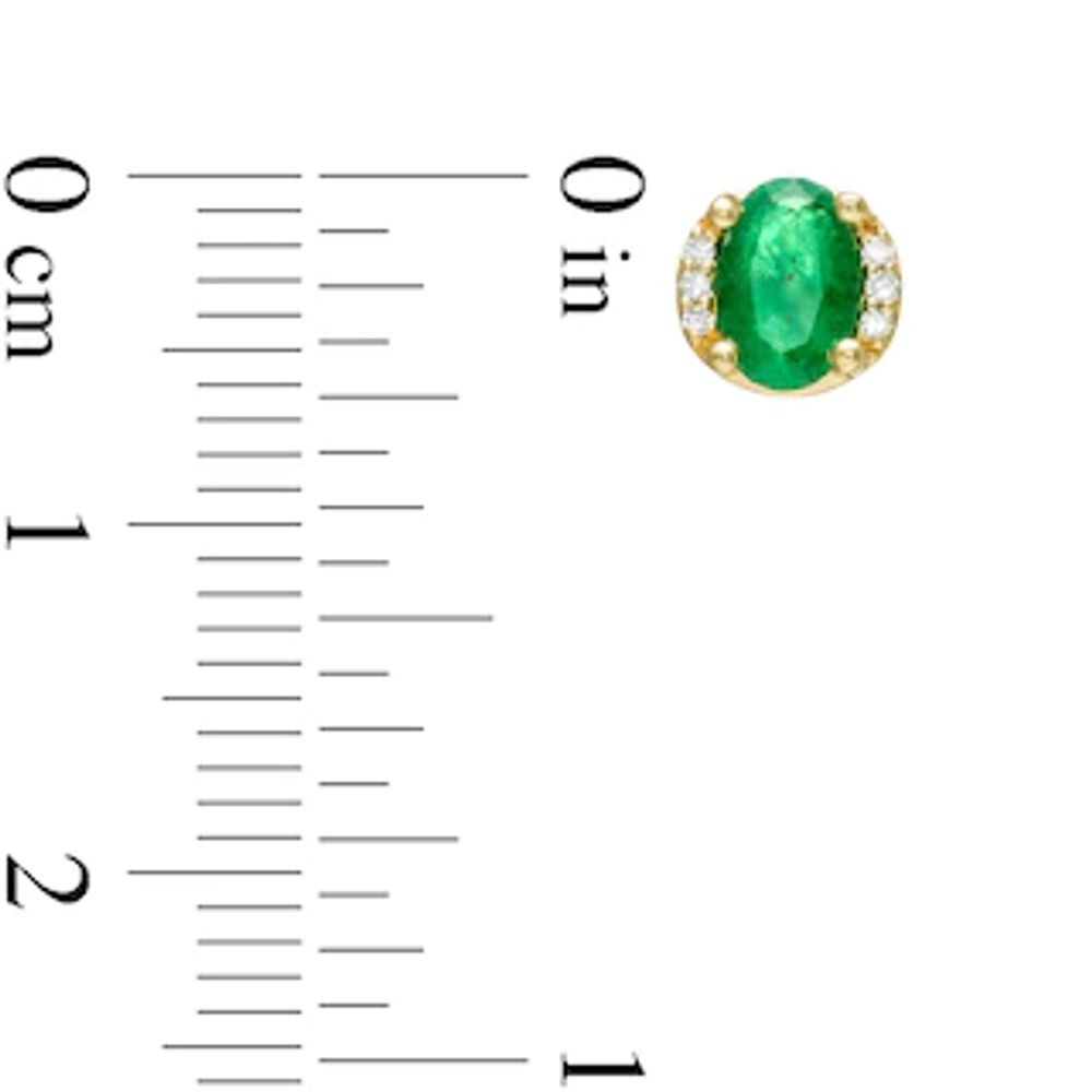 Oval Emerald and 0.04 CT. T.W. Diamond Collar Stud Earrings in 10K Gold|Peoples Jewellers