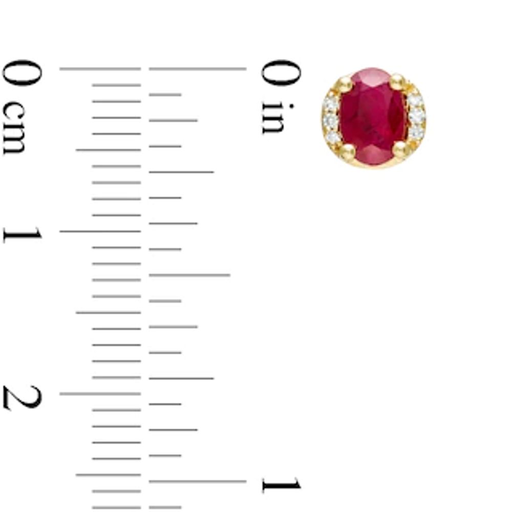 Oval Ruby and 0.04 CT. T.W. Diamond Collar Stud Earrings in 10K Gold|Peoples Jewellers