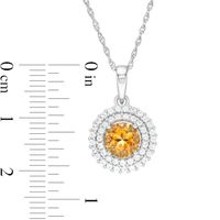 6.5mm Citrine and Lab-Created White Sapphire Double Frame Pendant in Sterling Silver|Peoples Jewellers