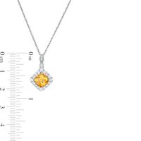 Cushion-Cut Citrine and Lab-Created White Sapphire Frame Pendant and Drop Earrings Set in Sterling Silver|Peoples Jewellers