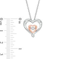 Diamond Accent Double Heart Outline Pendant in Sterling Silver with 14K Rose Gold Plate|Peoples Jewellers