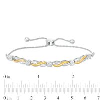 Diamond Accent Alternating Infinity Bolo Bracelet in Sterling Silver with 14K Gold Plate - 9.5"|Peoples Jewellers