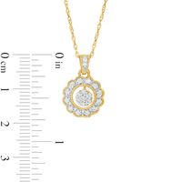 0.23 CT. T.W. Composite Diamond Scallop Frame Flower Pendant in Sterling Silver with 14K Gold Plate|Peoples Jewellers