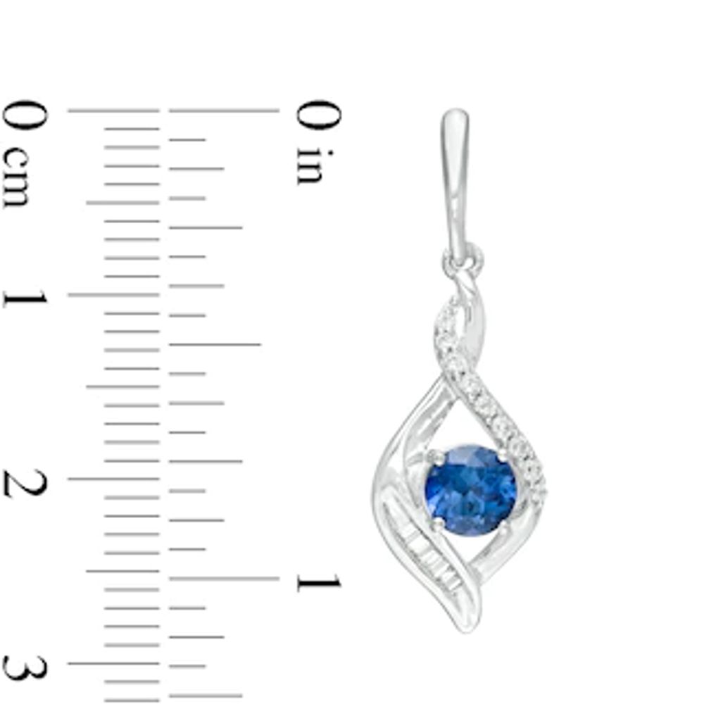 Lab-Created Ceylon Blue and White Sapphire Cascading Infinity Frame Pendant and Drop Earrings Set in Sterling Silver|Peoples Jewellers