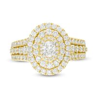 1.95 CT. T.W. Oval Diamond Triple Frame Multi-Row Engagement Ring in 10K Gold|Peoples Jewellers