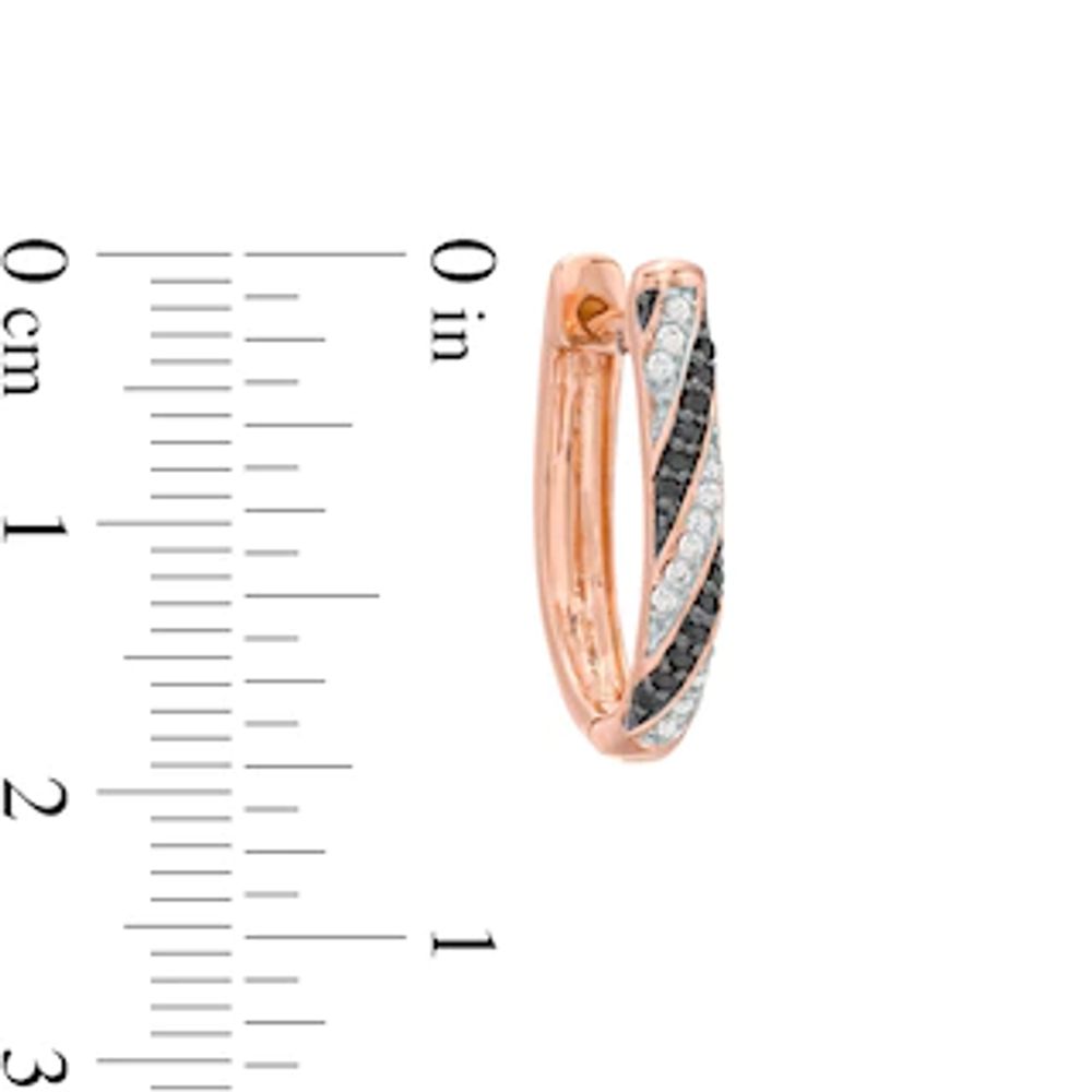 0.23 CT. T.W. Enhanced Black and White Diamond Striped Hoop Earrings in 10K Rose Gold|Peoples Jewellers
