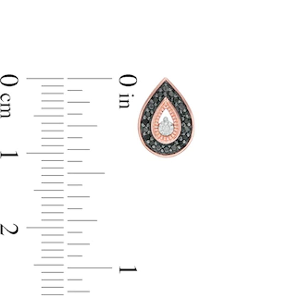 0.08 CT. T.W. Enhanced Black and White Diamond Teardrop Stud Earrings in 10K Rose Gold|Peoples Jewellers