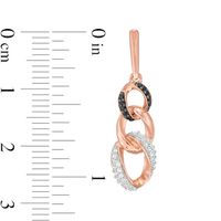 0.29 CT. T.W. Enhanced Black and White Diamond Graduated Three Link Chain Drop Earrings in 10K Rose Gold|Peoples Jewellers