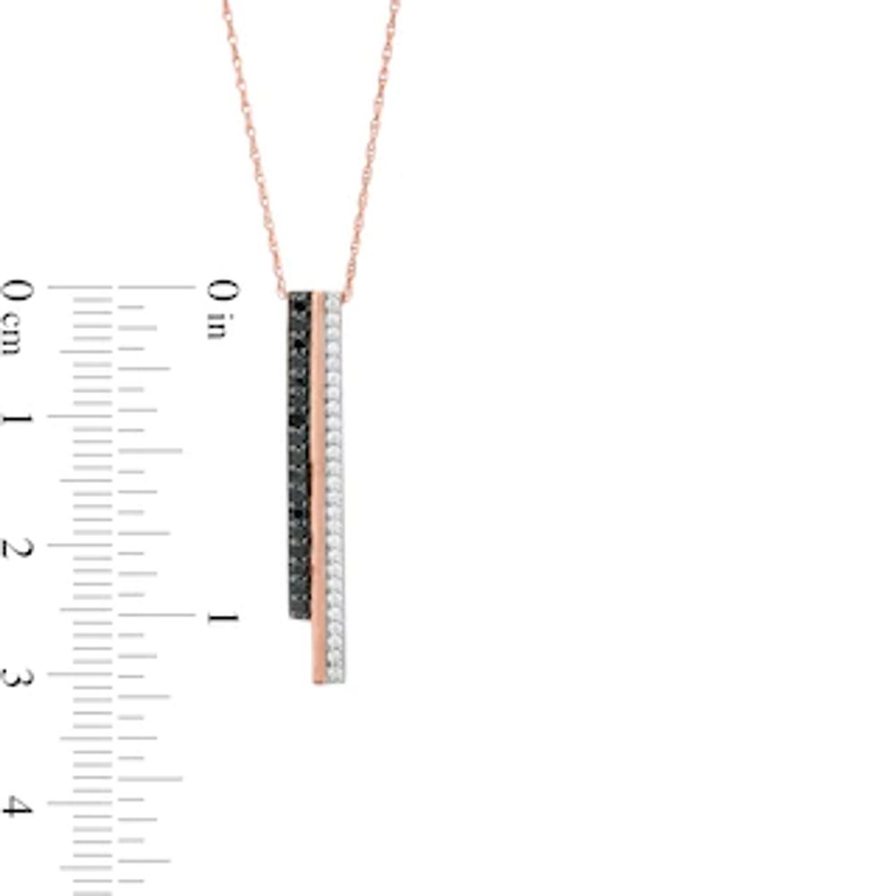 0.29 CT. T.W. Enhanced Black and White Diamond Double Vertical Bar Pendant in 10K Rose Gold|Peoples Jewellers