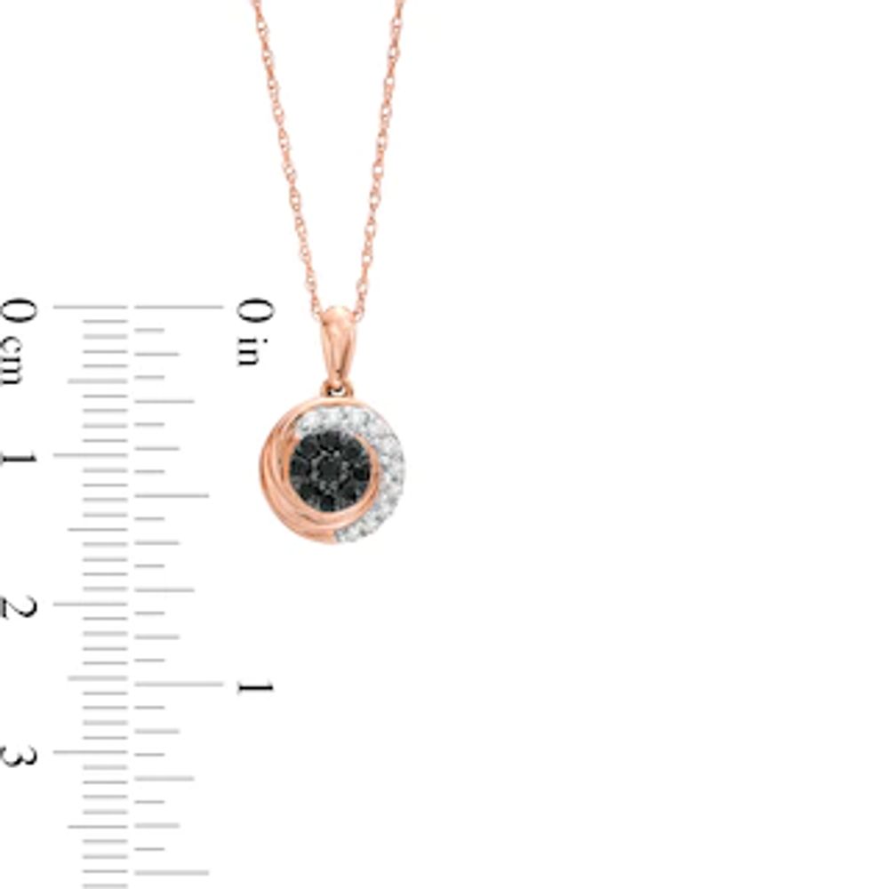 0.23 CT. T.W. Enhanced Black and White Diamond Swirl Pendant in 10K Rose Gold|Peoples Jewellers