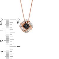 0.23 CT. T.W. Enhanced Black Composite and White Diamond Tilted Cushion Frame Two Piece Pendant in 10K Rose Gold|Peoples Jewellers