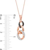 0.23 CT. T.W. Enhanced Black and White Diamond Graduated Three Link Chain Drop Pendant in 10K Rose Gold|Peoples Jewellers