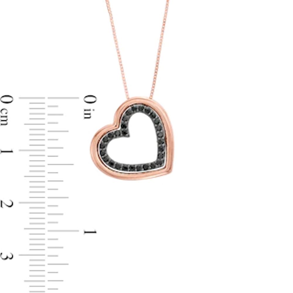 0.18 CT. T.W. Black Diamond Tilted Heart Outline Pendant in 10K Rose Gold|Peoples Jewellers