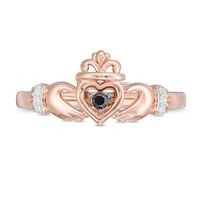 0.04 CT. T.W. Enhanced Black and White Diamond Claddagh Ring in 10K Rose Gold|Peoples Jewellers