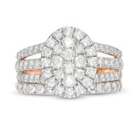 1.95 CT. T.W. Composite Diamond Double Oval Frame Multi-Row Bridal Set in 10K Rose Gold|Peoples Jewellers