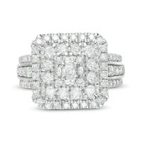 2.11 CT. T.W. Composite Diamond Double Cushion Frame Multi-Row Engagement Ring in 10K Gold|Peoples Jewellers