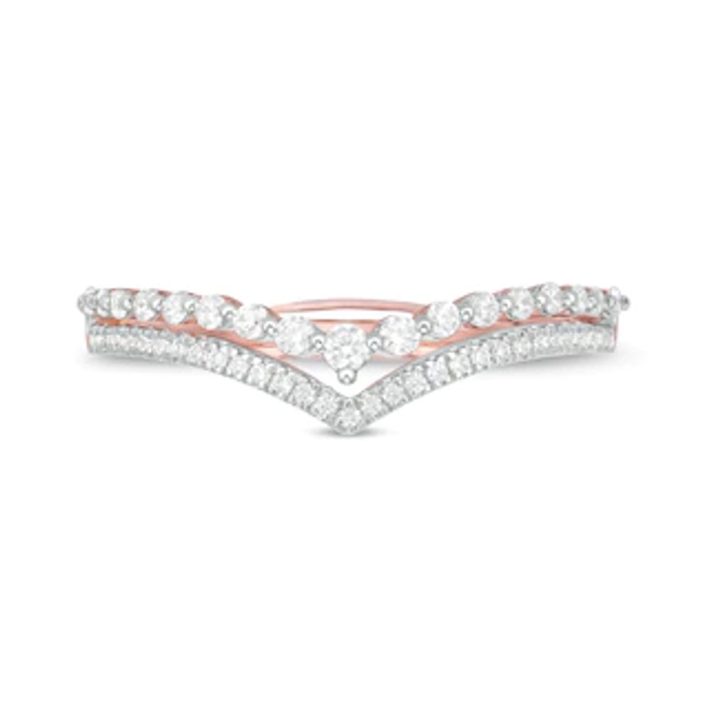 0.23 CT. T.W. Diamond Double Chevron Anniversary Band in 10K Rose Gold|Peoples Jewellers