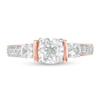 6.0mm Cushion-Cut Lab-Created White Sapphire Collar Ring in Sterling Silver with 14K Rose Gold Plate|Peoples Jewellers