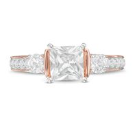 6.0mm Princess-Cut Lab-Created White Sapphire Collar Ring in Sterling Silver with 14K Rose Gold Plate|Peoples Jewellers