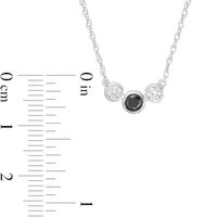 0.23 CT. T.W. Enhanced Black and White Diamond Three Stone Bezel-Set Necklace in 10K White Gold|Peoples Jewellers