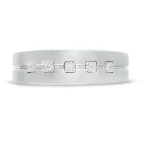 Men's 0.06 CT. T.W. Diamond Grooved Band in 10K White Gold|Peoples Jewellers