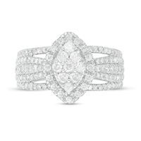 0.95 CT. T.W. Composite Diamond Marquise-Shaped Frame Multi-Row Ring in 10K Gold|Peoples Jewellers