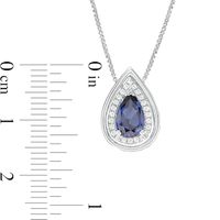 Pear-Shaped Lab-Created Blue and White Sapphire Frame Teardrop Pendant in Sterling Silver|Peoples Jewellers