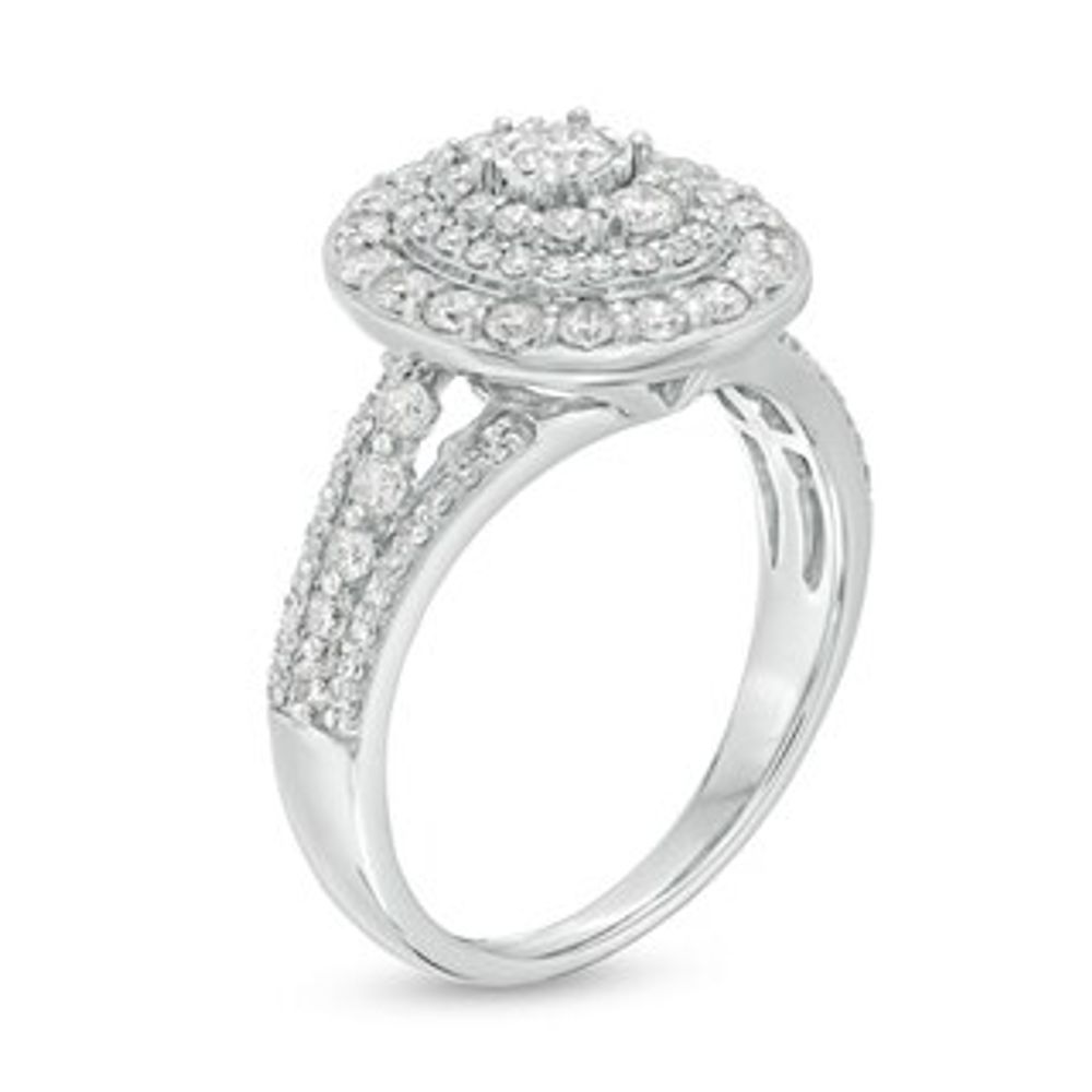 0.95 CT. T.W. Diamond Frame Multi-Row Engagement Ring in 10K White Gold|Peoples Jewellers