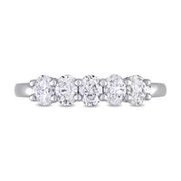 0.95 CT. T.W. Oval Diamond Five Stone Anniversary Band in 14K White Gold (H/VS2)|Peoples Jewellers