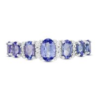 Oval Tanzanite and 0.15 CT. T.W. Diamond Graduated Seven Stone Ring in 10K White Gold|Peoples Jewellers