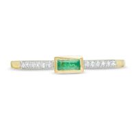 Sideways Emerald and 0.06 CT. T.W. Diamond Stackable Ring in 10K Gold|Peoples Jewellers