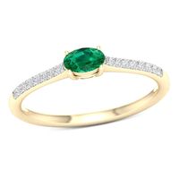 Sideways Oval Emerald and 0.08 CT. T.W. Diamond Stackable Ring in 10K Gold|Peoples Jewellers