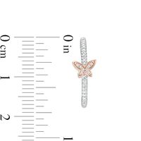 0.065 CT. T.W. Diamond Butterfly Drop Earrings in Sterling Silver and 10K Rose Gold|Peoples Jewellers