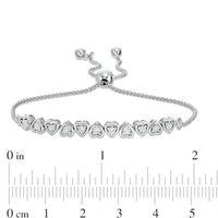 0.09 CT. T.W. Diamond Alternating Heart Bolo Bracelet in Sterling Silver - 9.5"|Peoples Jewellers