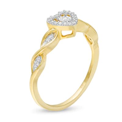 0.10 CT. T.W. Diamond Heart-Shaped Frame Twist Promise Ring in 10K Gold|Peoples Jewellers