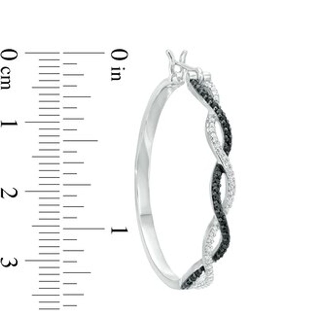 0.45 CT. T.W Enhanced Black and White Diamond Twist Hoop Earrings in Sterling Silver|Peoples Jewellers