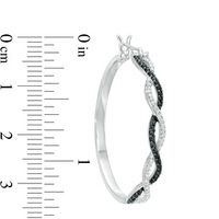 0.45 CT. T.W Enhanced Black and White Diamond Twist Hoop Earrings in Sterling Silver|Peoples Jewellers