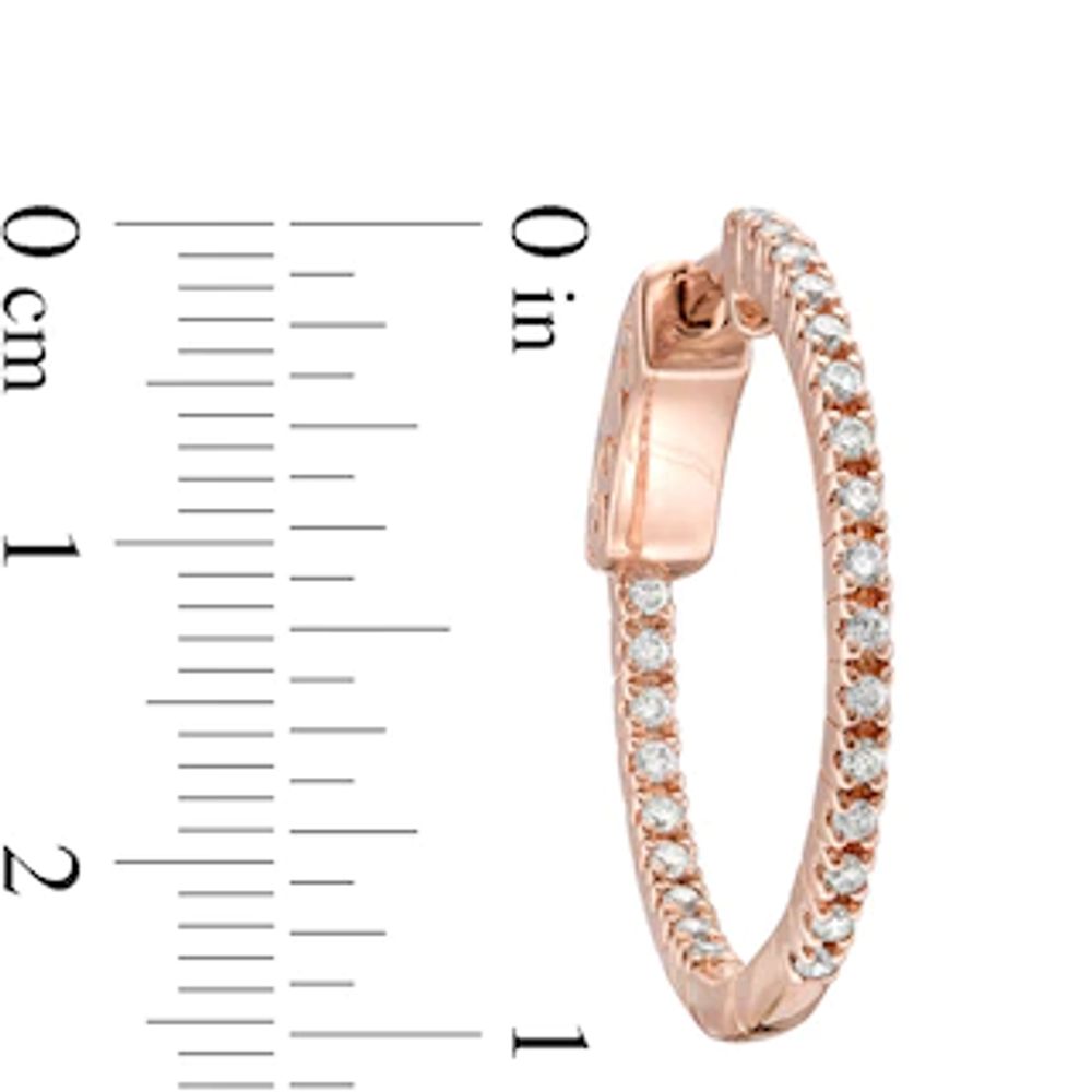 CT. T.W. Diamond Inside-Out Hoop Earrings in 10K Rose Gold|Peoples Jewellers