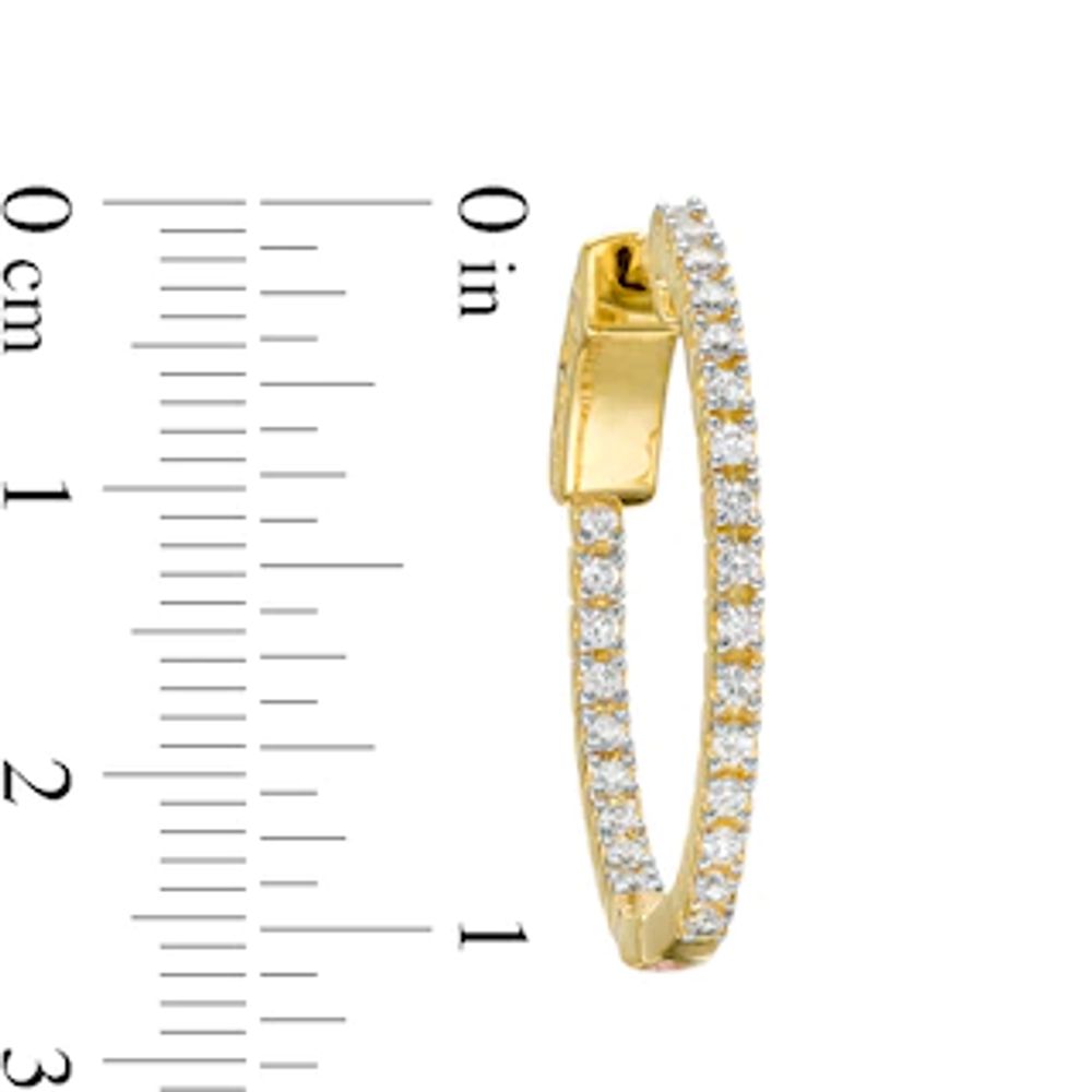 CT. T.W. Diamond Inside-Out Hoop Earrings in 10K Gold|Peoples Jewellers