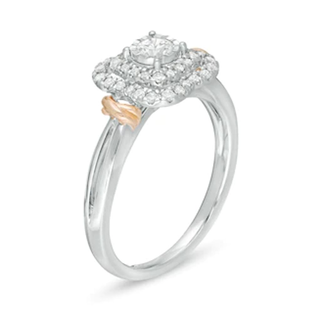 0.30 CT. T.W. Diamond Scallop Frame Collar Vintage-Style Engagement Ring in 14K Two-Tone Gold|Peoples Jewellers