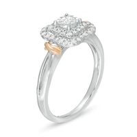 0.30 CT. T.W. Diamond Scallop Frame Collar Vintage-Style Engagement Ring in 14K Two-Tone Gold|Peoples Jewellers