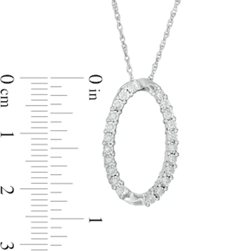 0.10 CT. T.W. Diamond Oval Outline Pendant in Sterling Silver|Peoples Jewellers