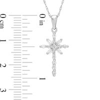 0.23 CT. T.W. Baguette and Round Diamond Cross Pendant in 10K White Gold|Peoples Jewellers