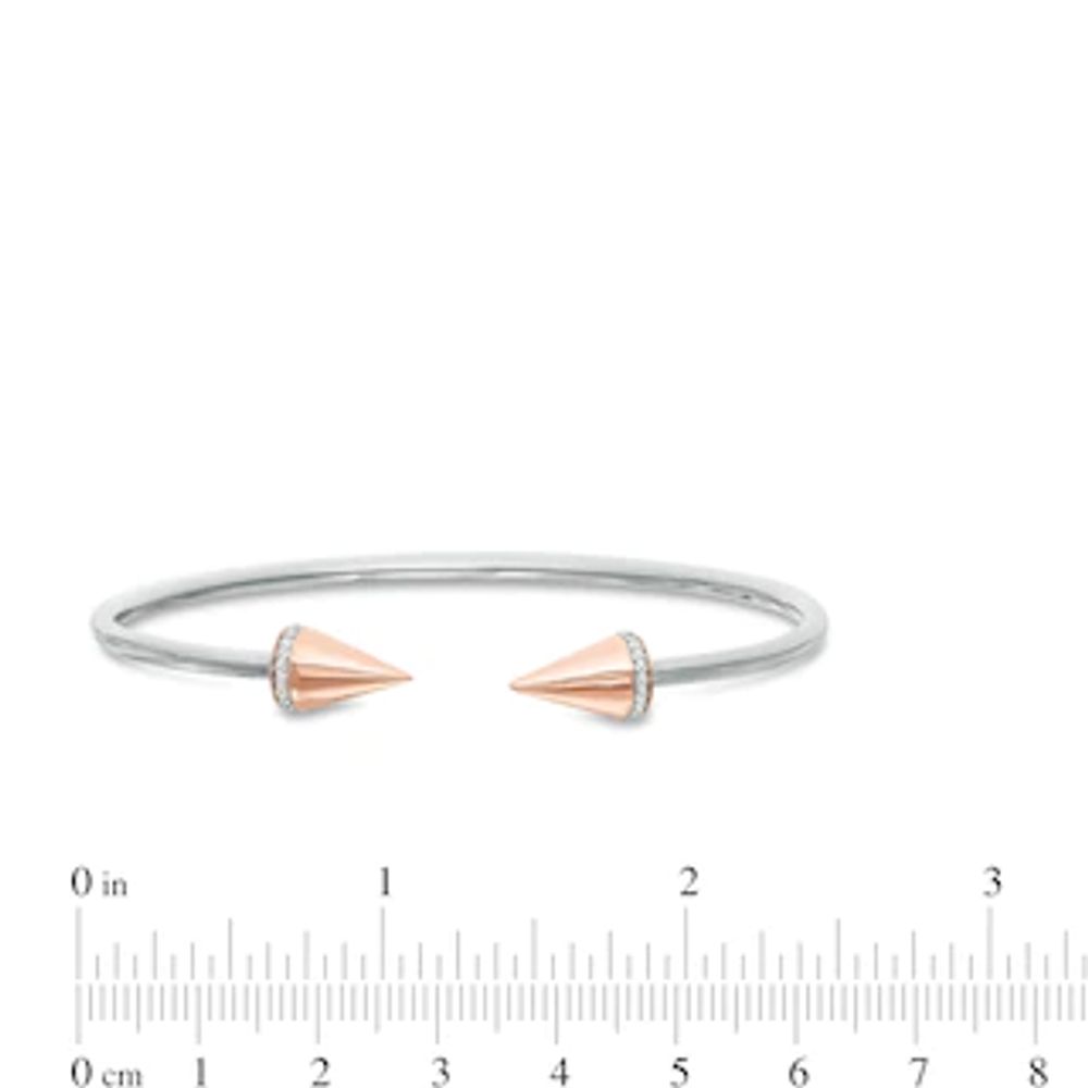 0.067 CT. T.W. Diamond Spiked Open Flex Bangle in Sterling Silver with 14K Rose Gold Plate|Peoples Jewellers