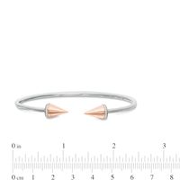 0.067 CT. T.W. Diamond Spiked Open Flex Bangle in Sterling Silver with 14K Rose Gold Plate|Peoples Jewellers