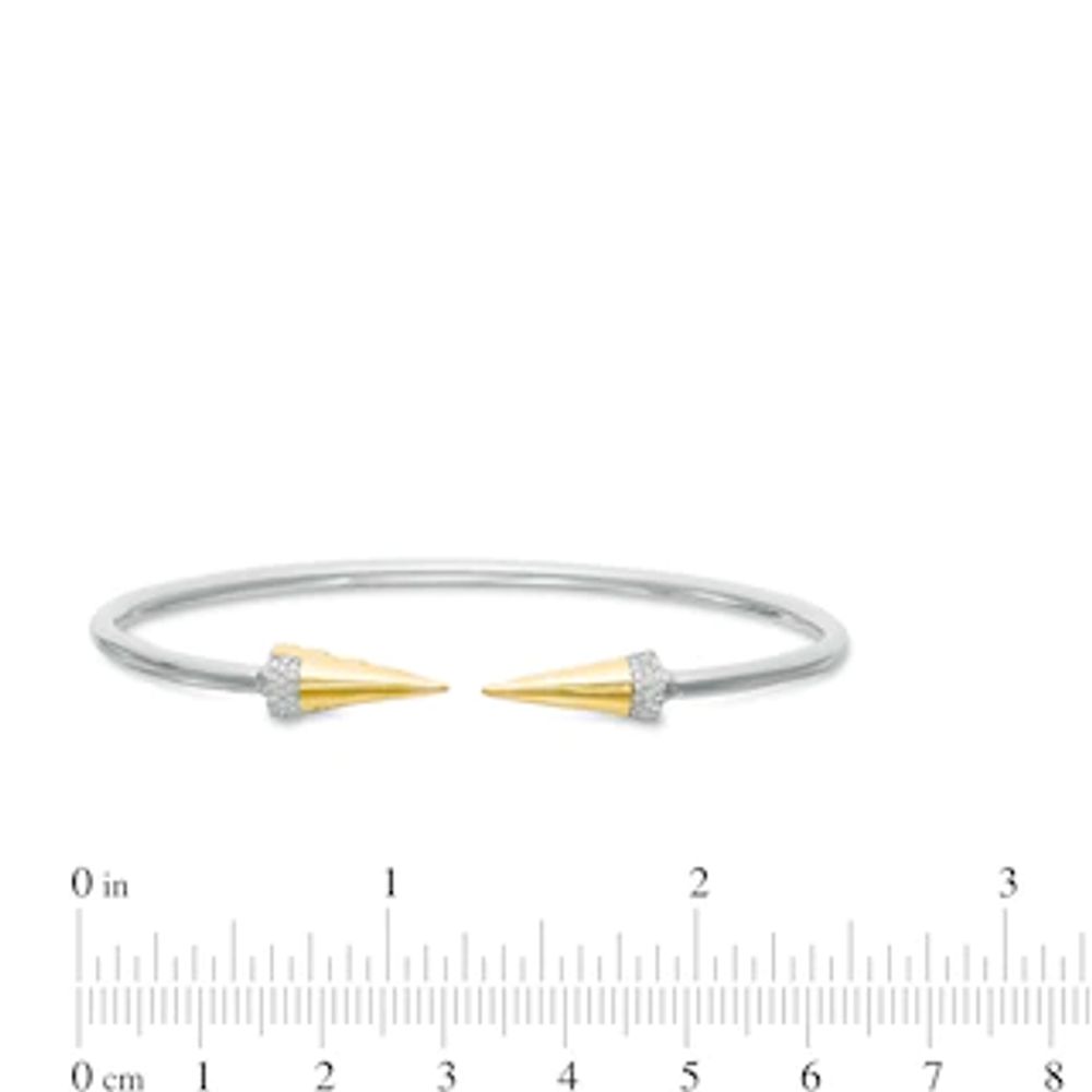 0.086 CT. T.W. Diamond Spiked Open Flex Bangle in Sterling Silver with 14K Gold Plate|Peoples Jewellers