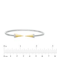 0.086 CT. T.W. Diamond Spiked Open Flex Bangle in Sterling Silver with 14K Gold Plate|Peoples Jewellers